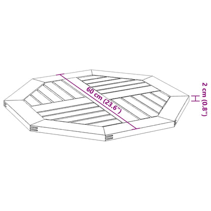 Pöytälevy 60x60x2 cm kahdeksankulmainen massiivi akaasiapuuta