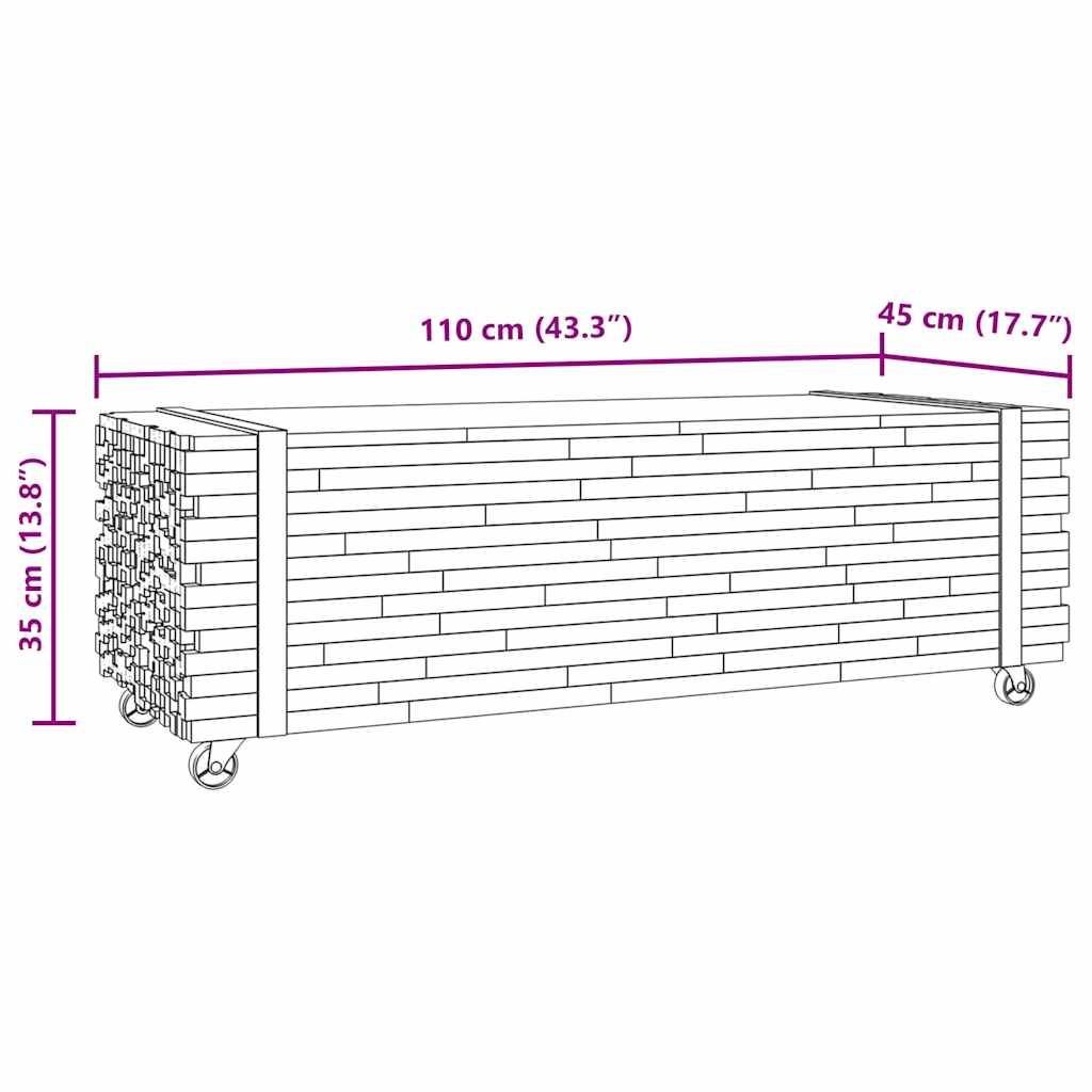 Soffbord massiv teak 110x45x35 cm