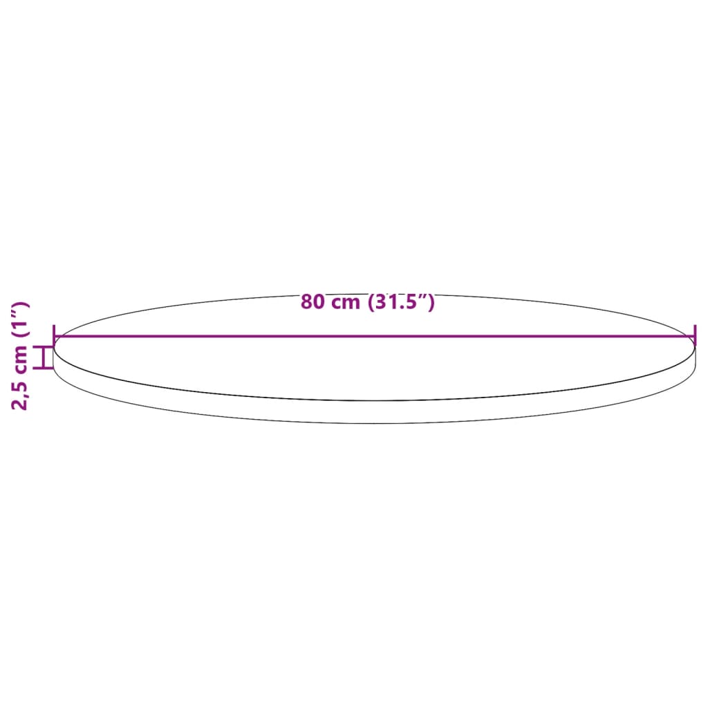 Bordsskiva massiv furu rund vaxad brun Ø80x2,5 cm