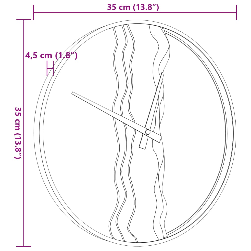 Seinäkello ruskea Ø35 cm rauta- ja tammipuuta