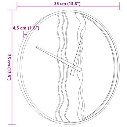 Seinäkello ruskea Ø35 cm rauta- ja tammipuuta