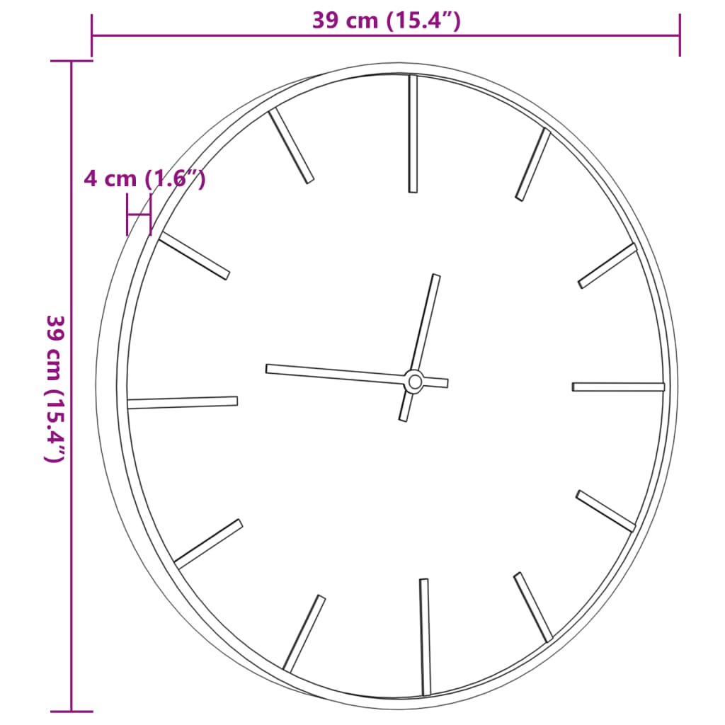 Seinäkello ruskea Ø39 cm rauta ja