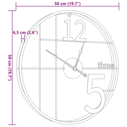 Seinäkello musta Ø50 cm rauta