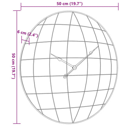 Seinäkello kelta-musta Ø50 cm rauta ja