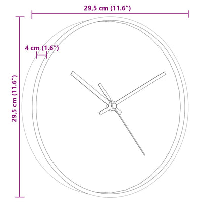 Seinäkello kultaa ja sinistä Ø29,5 cm oolystyreeniä ja lasia