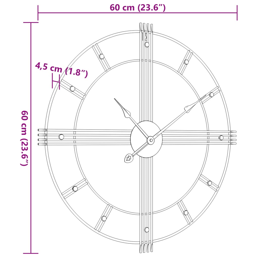 Seinäkello musta Ø60 cm rauta