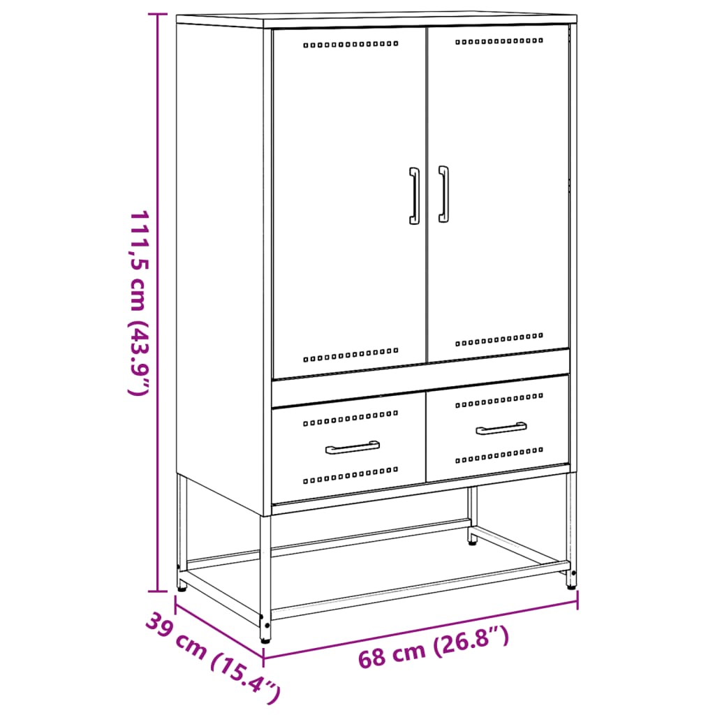 Högskåp antracit 68x39x111,5 cm stål