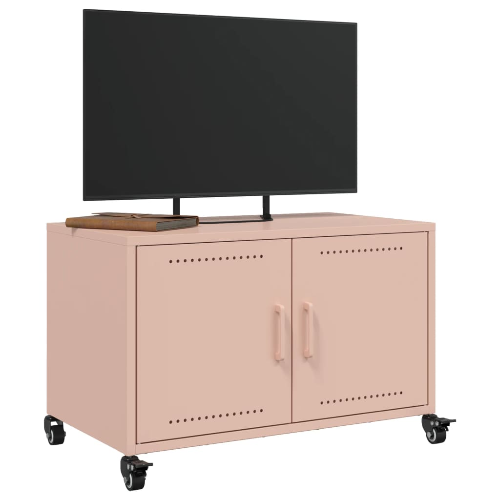 TV-möbel rosa TV-bänk 68x39x43,5 cm stål