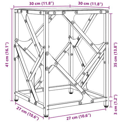 Soffbord svart med transparent glasskiva 30x30x41 cm stål