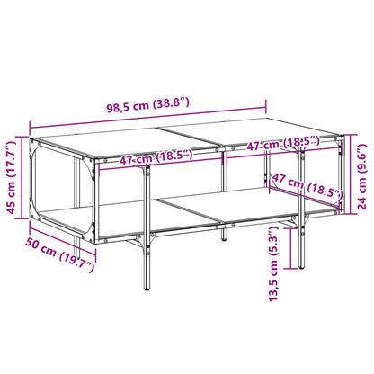 Soffbord svart med transparent glasskiva 98,5x50x45 cm stål