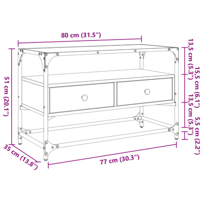 TV-möbel sonoma ek TV-bänk med glasskiva 80x35x51 cm