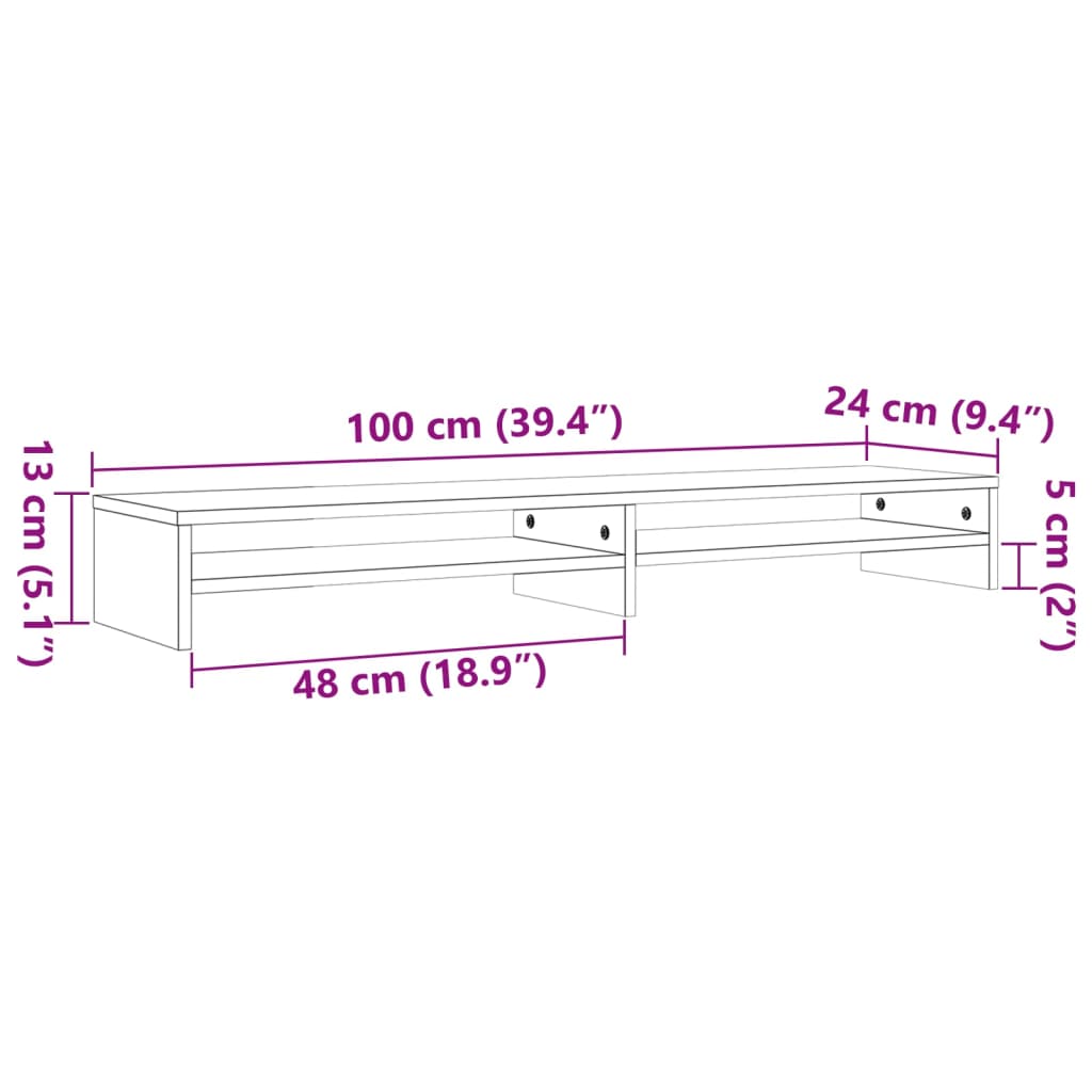 TV-möbel brun vaxbrun Skärmställ 100x24x13 cm massiv trä furu