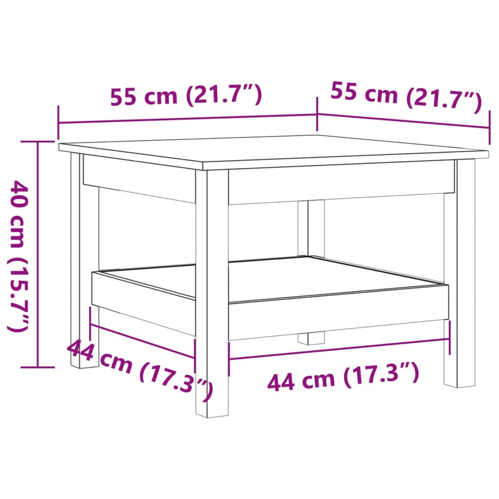 Soffbord brun vaxbrun 55x55x40 cm furu