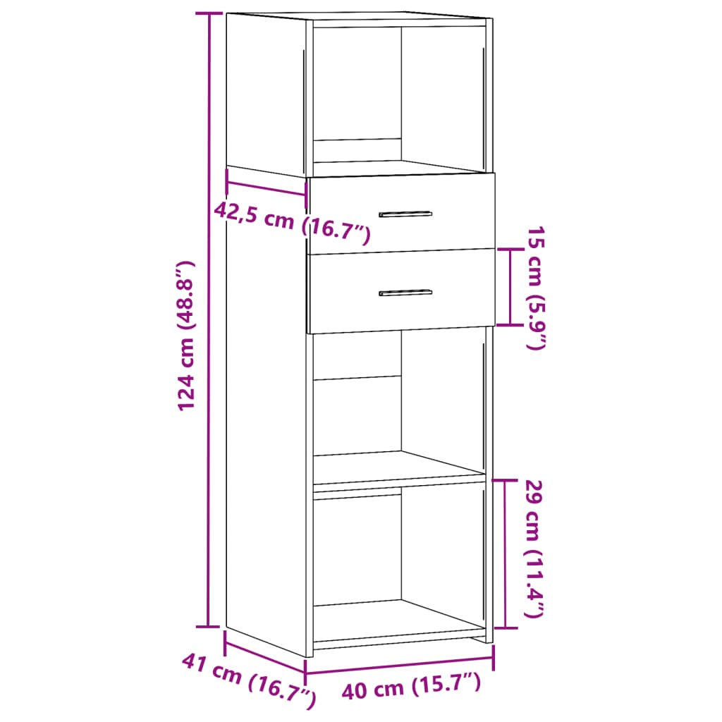 Skåp sonoma ek 40x42,5x124 cm