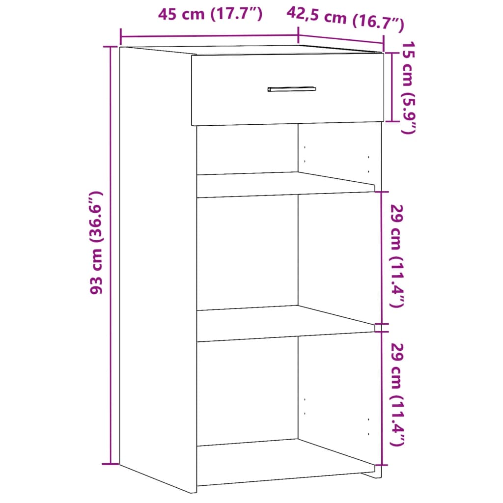 Skänk Sonoma ek 45x42,5x93 cm