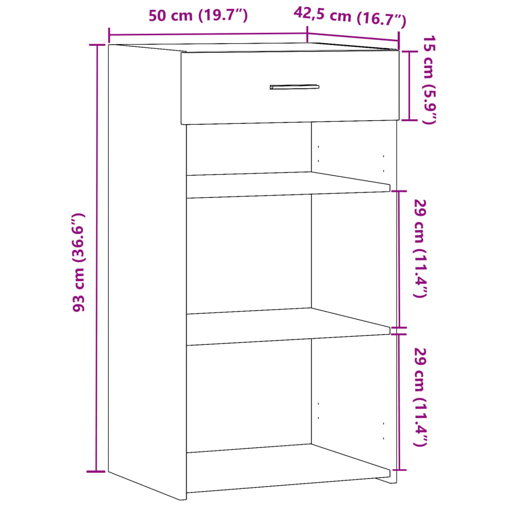 Skänk Sonoma ek 50x42,5x93 cm