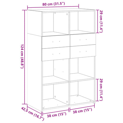 Högskåp vit 80x42,5x124 cm konstruerat trä