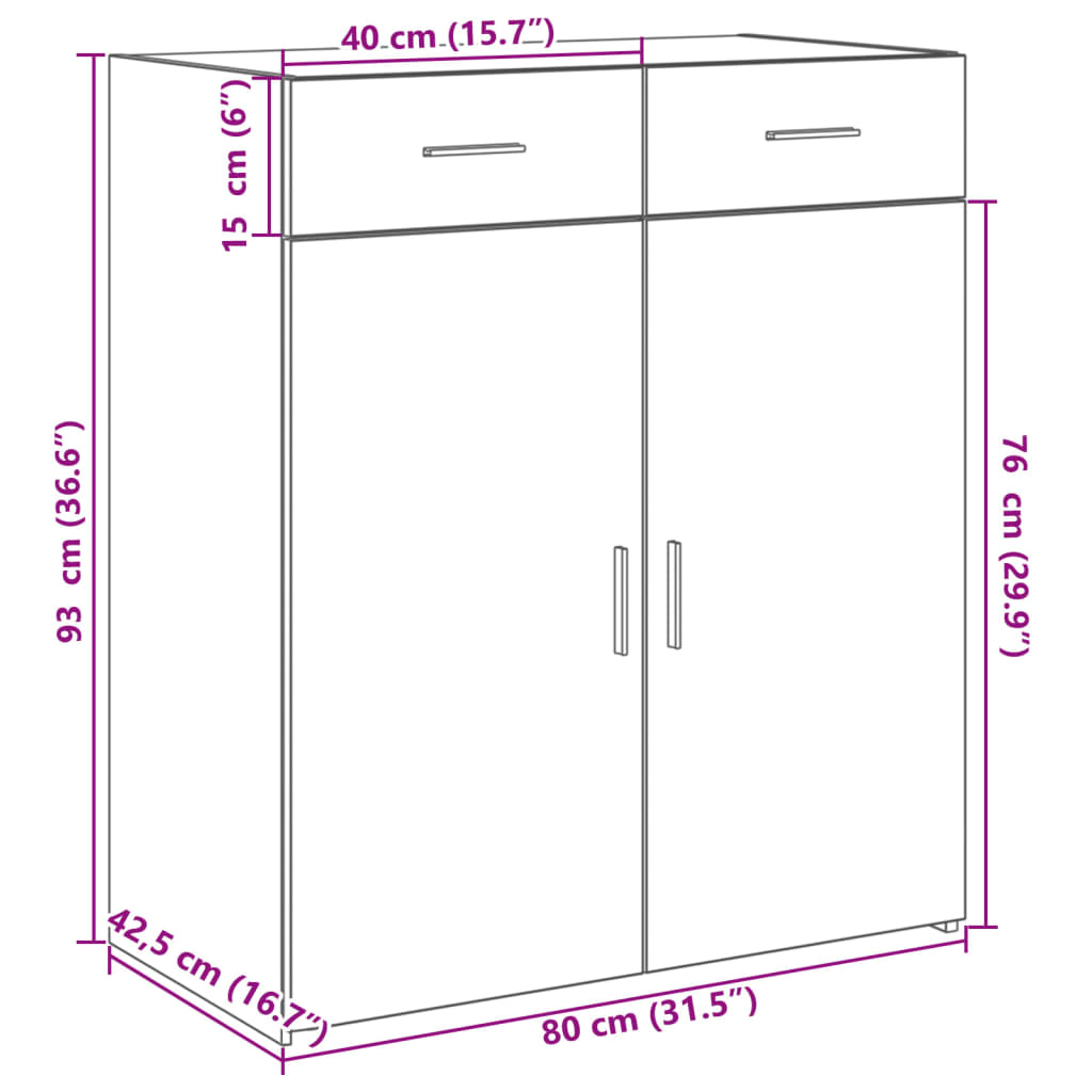 Skänk vit 80x42,5x93 cm