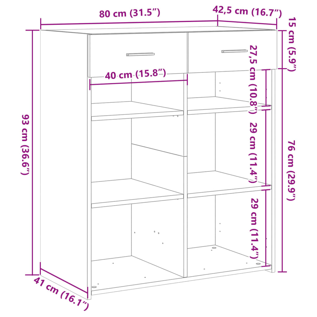 Skänk vit 80x42,5x93 cm