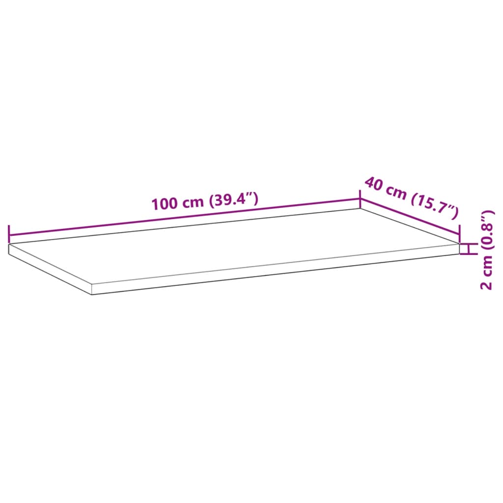 Pöytälevy 100x40x2 cm suorakaiteen muotoinen massiivi akaasia