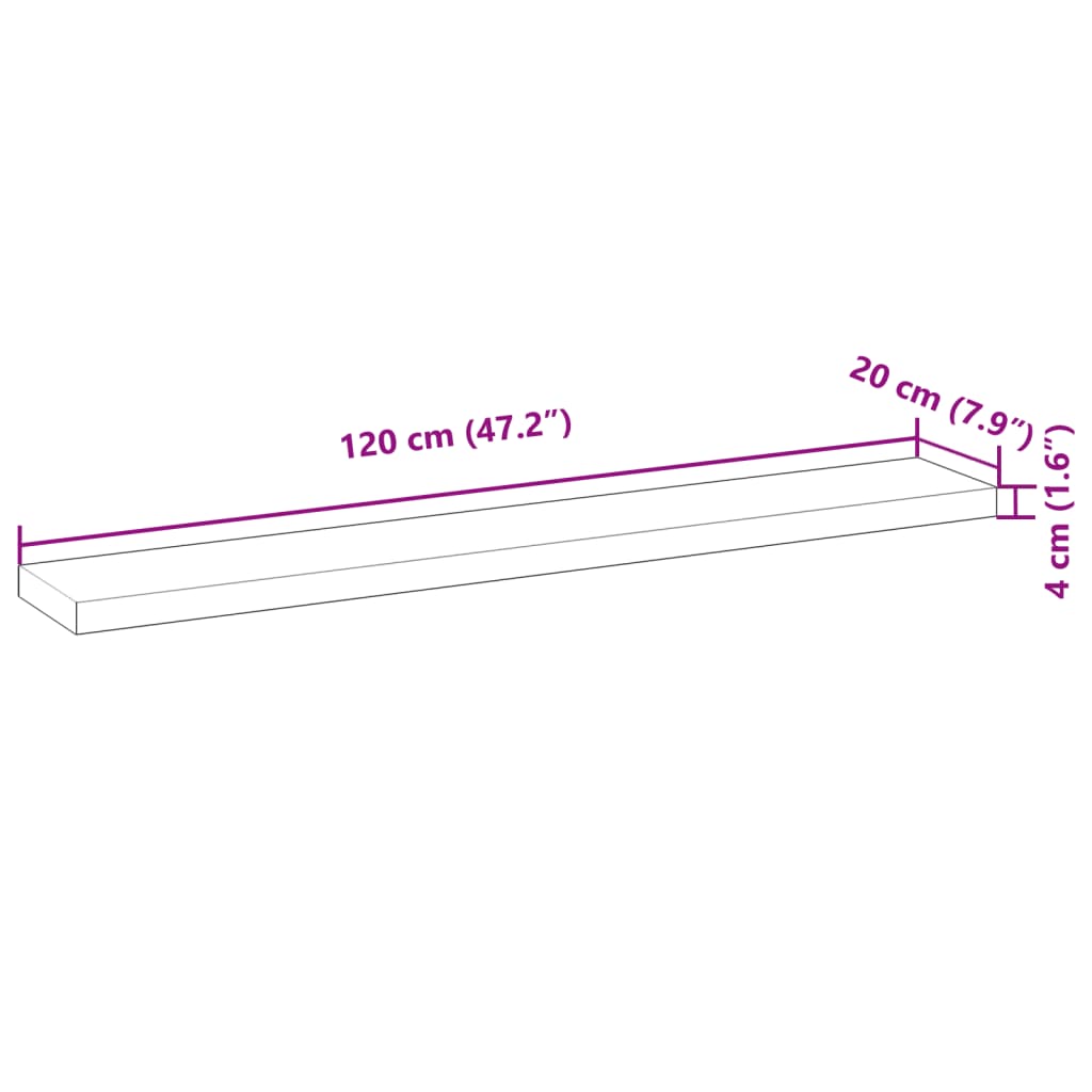 Bordsskiva massiv trä 120x20x4 cm rektangulär