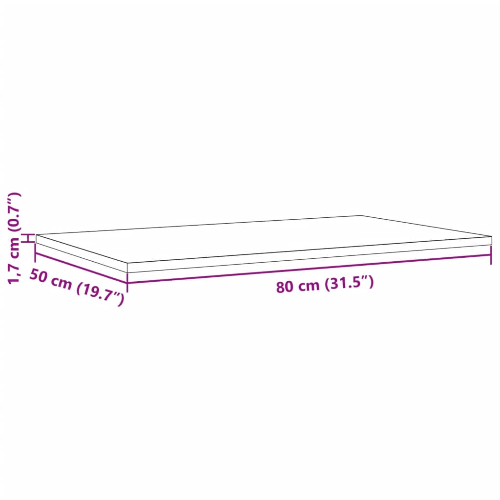 Bordsskiva massiv furu natur 80x50x1,7 cm rektangulär