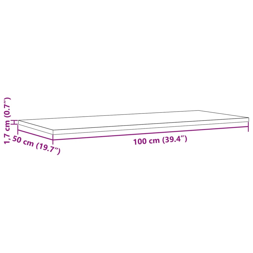 Bordsskiva massiv furu natur 100x50x1,7 cm rektangulär