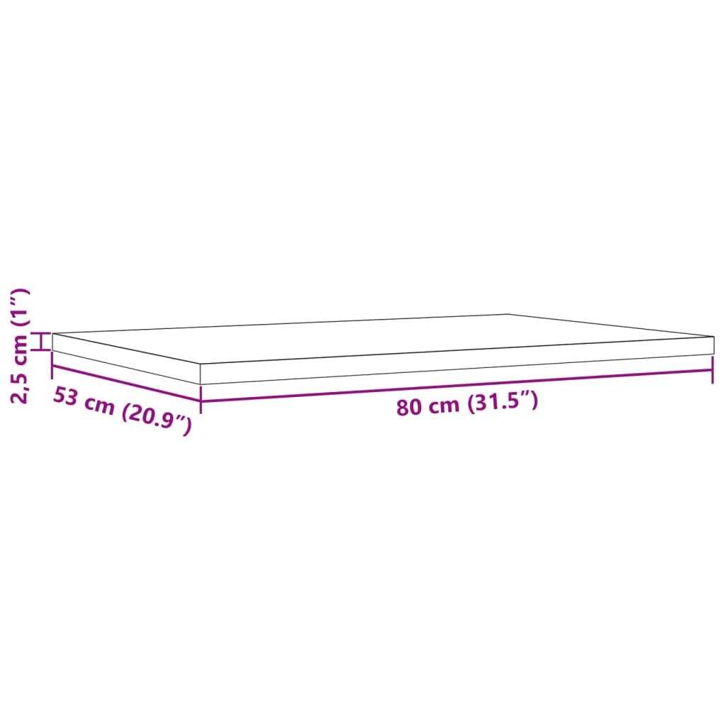 Bordsskiva massiv furu natur 80x53x2,5 cm rektangulär 3 st