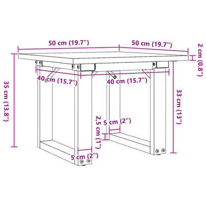 Sohvapöytä O-runko 50x50x35 cm massiivimäntyä ja valurautaa