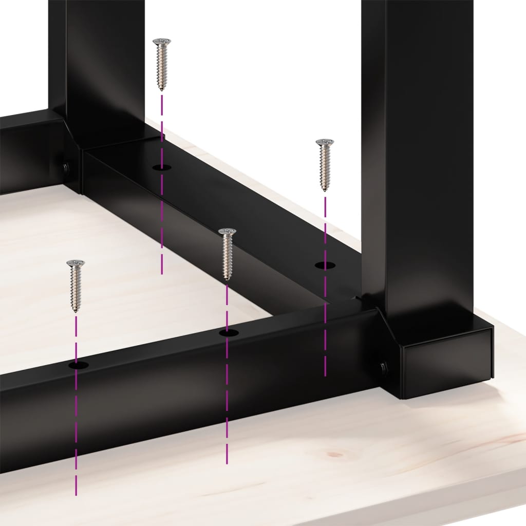 Soffbord massiv furu O-ram 160x40x45,5 cm och gjutjärn