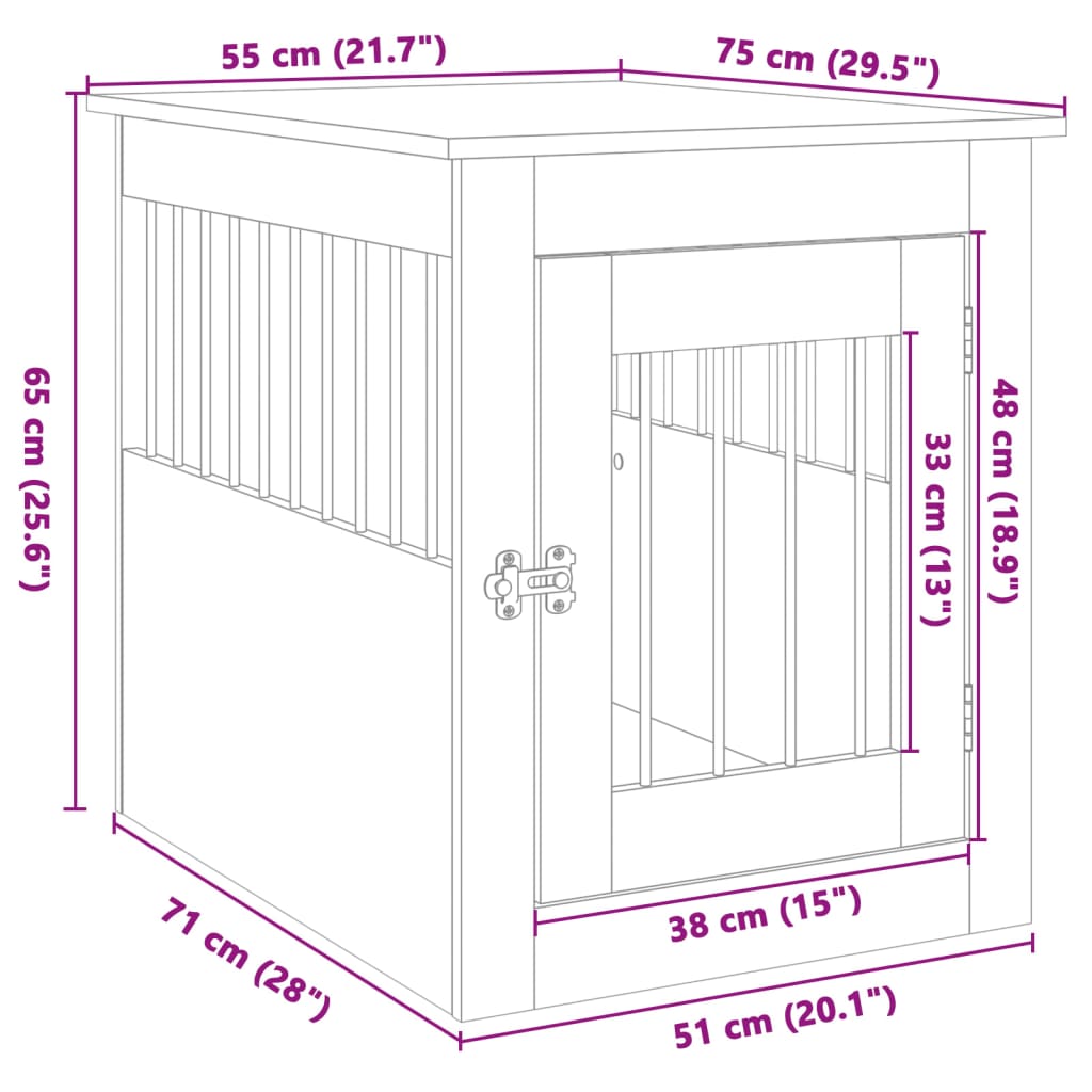 Hundkoja Hundbur sonoma ek 55x75x65 cm