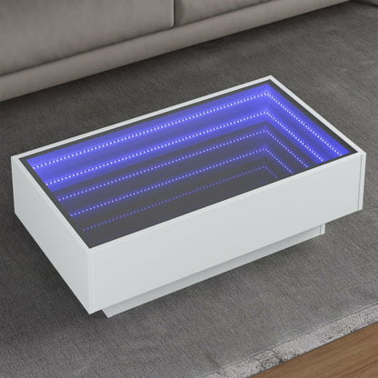 Soffbord vit med LEDs 90x50x30 cm