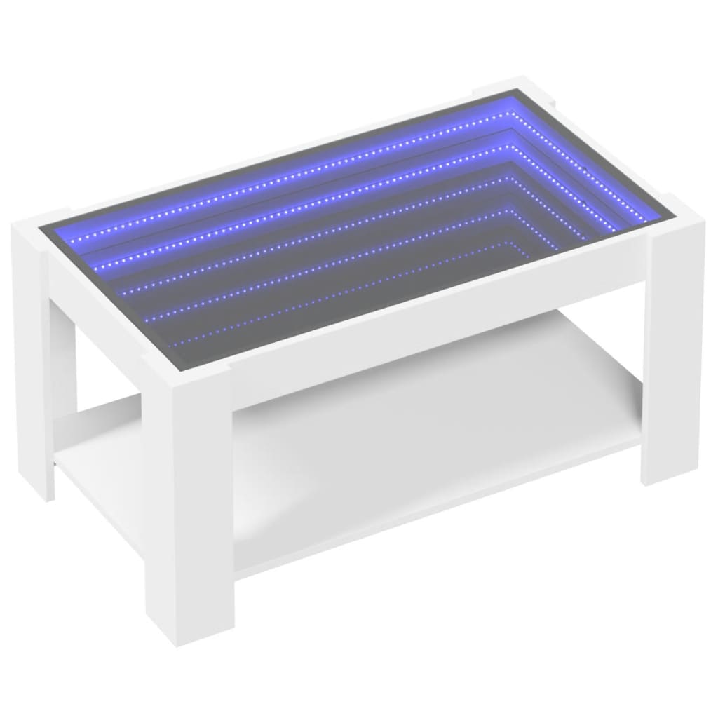 Soffbord vit med LEDs 93x53x45 cm