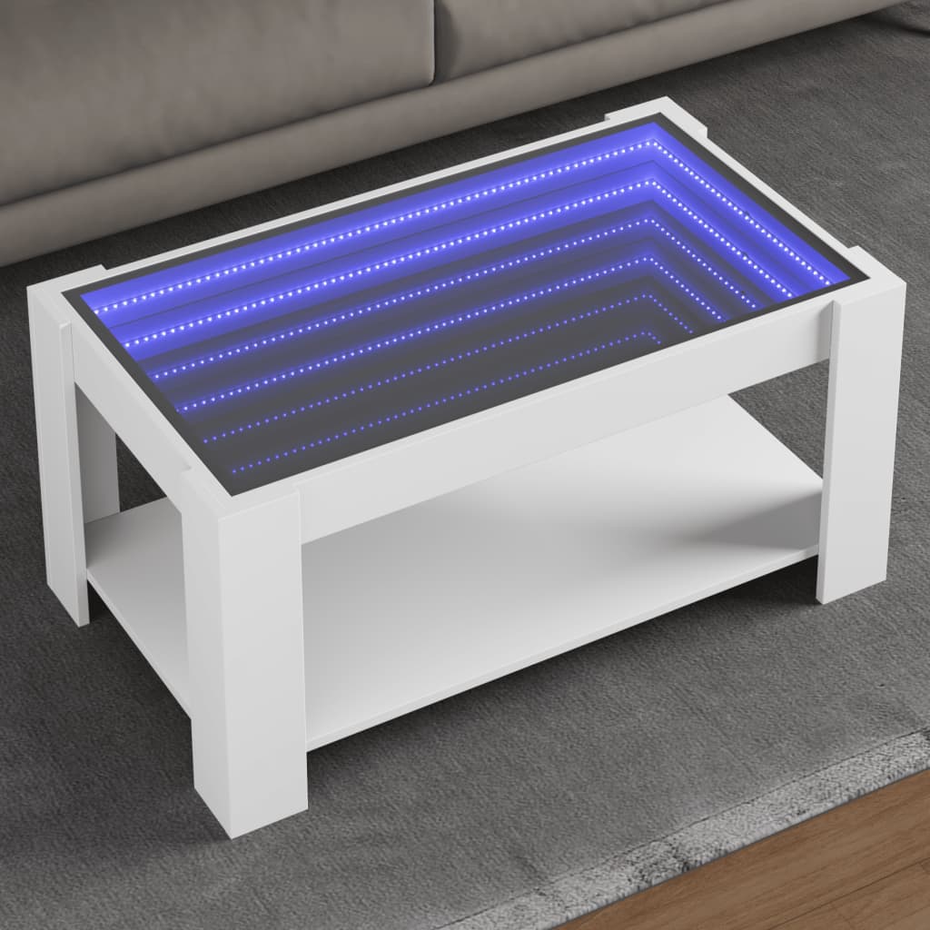 Soffbord vit med LEDs 93x53x45 cm