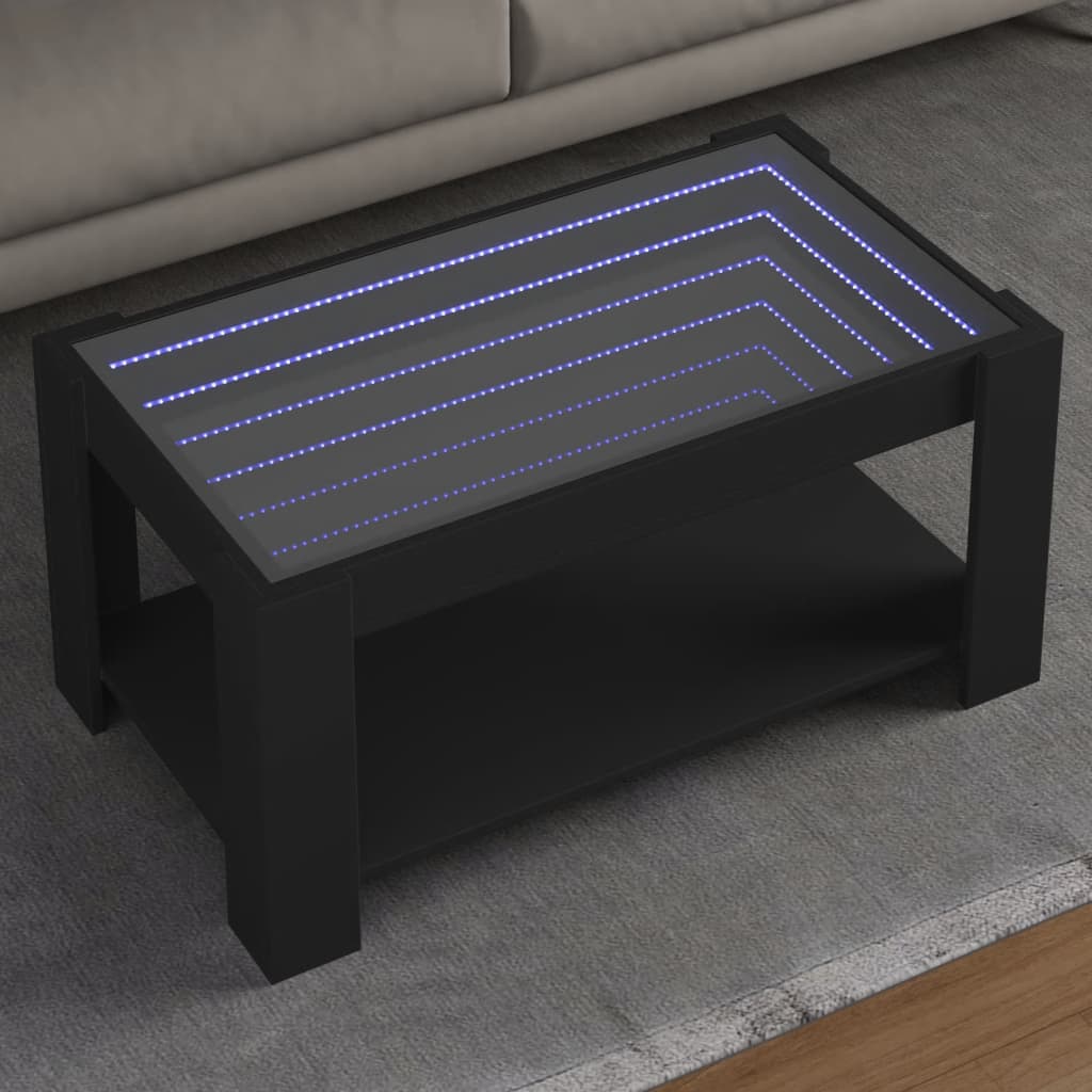 Soffbord svart med LEDs 93x53x45 cm