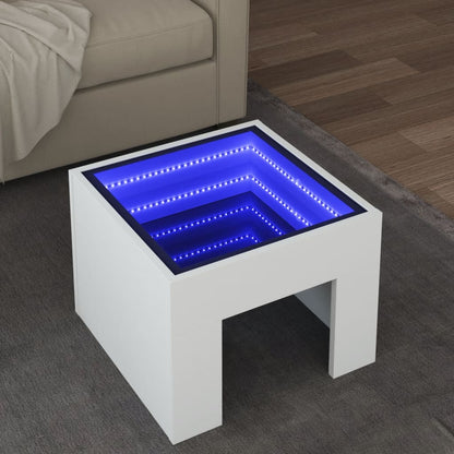 Soffbord vit med Infinity LEDs 40x40x30 cm