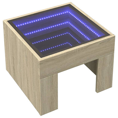 Soffbord sonoma ek med Infinity LEDs 40x40x30 cm