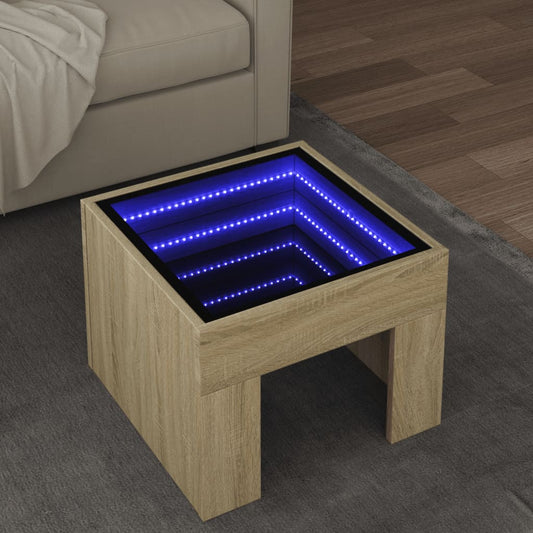 Soffbord sonoma ek med Infinity LEDs 40x40x30 cm