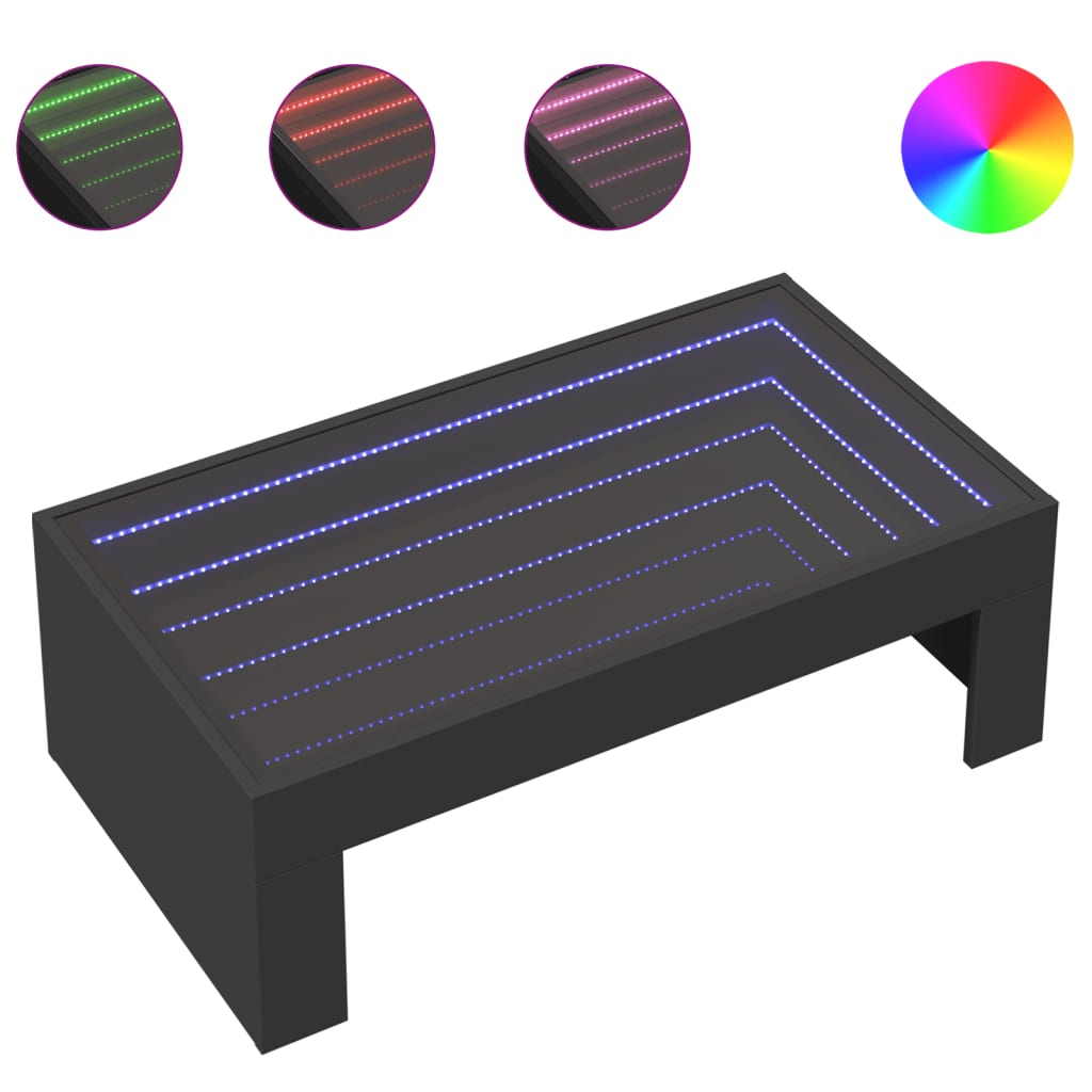 Sohvapöytä Infinity LEDillä musta 90x50x30 cm