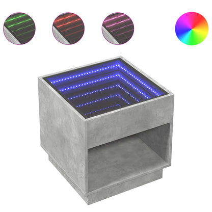 Sohvapöytä Infinity LEDillä betonin harmaa 50x50x50 cm