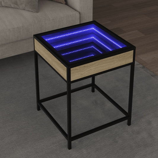 Soffbord sonoma ek med Infinity LEDs 40x40x51 cm