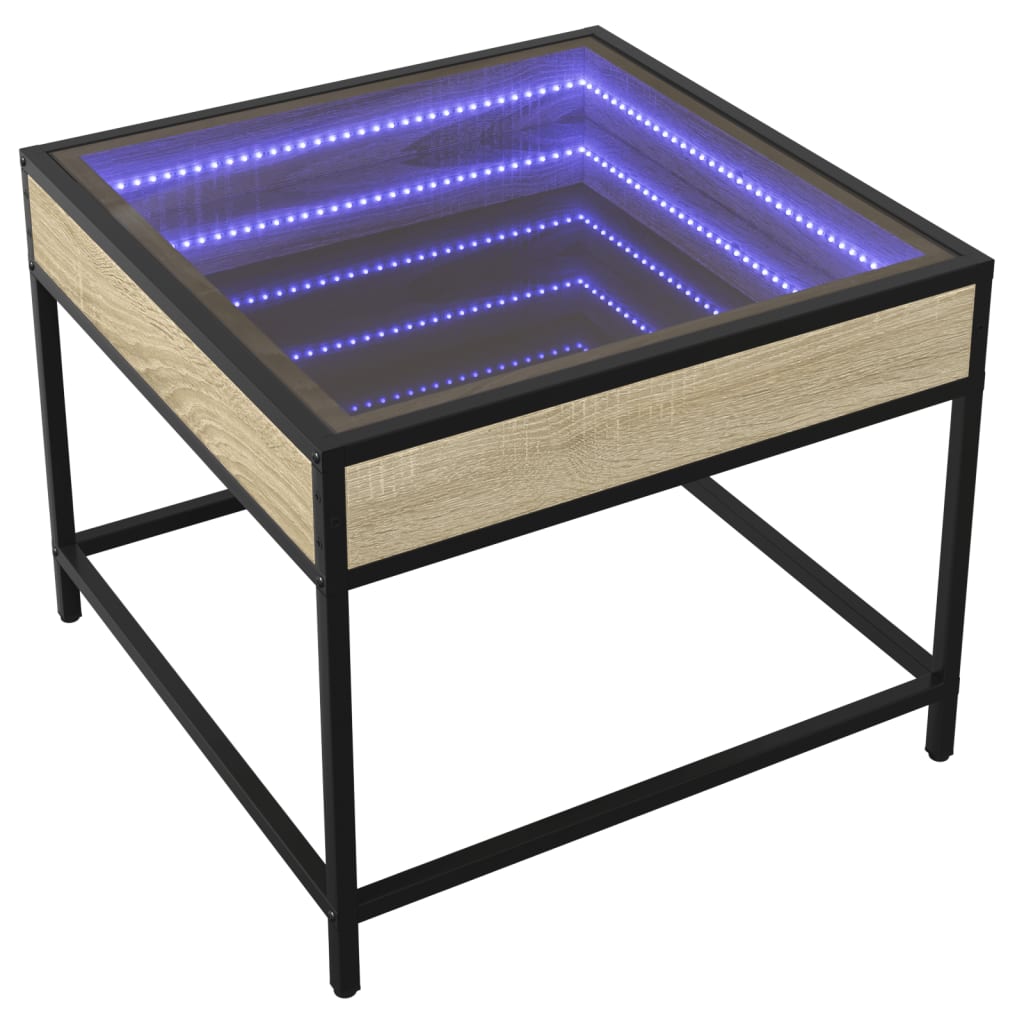 Soffbord sonoma ek med Infinity LEDs 50x50x41 cm