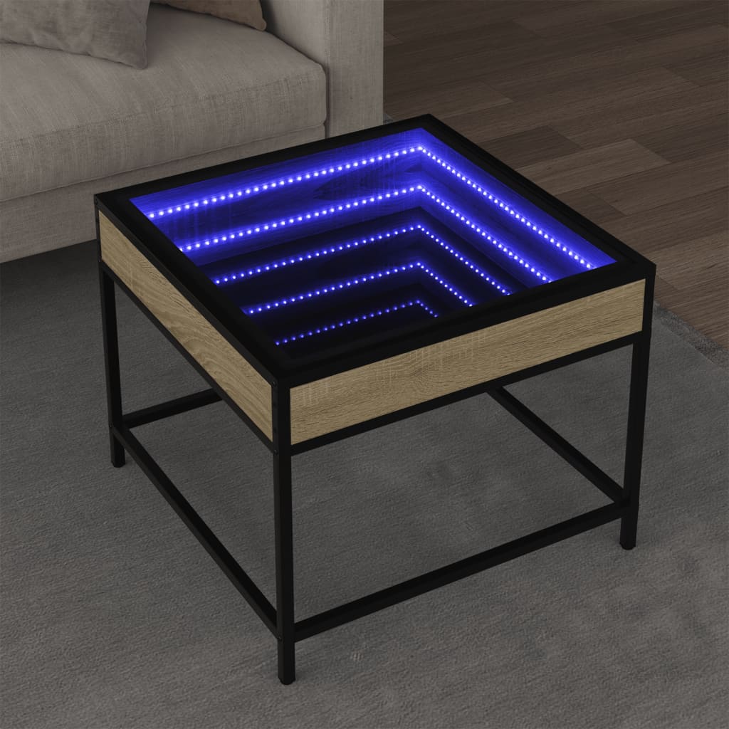 Soffbord sonoma ek med Infinity LEDs 50x50x41 cm