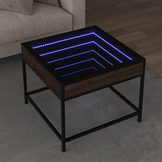 Soffbord brun ek med Infinity LED 50x50x41 cm