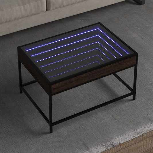 Soffbord brun ek med Infinity LED 70x50x41 cm