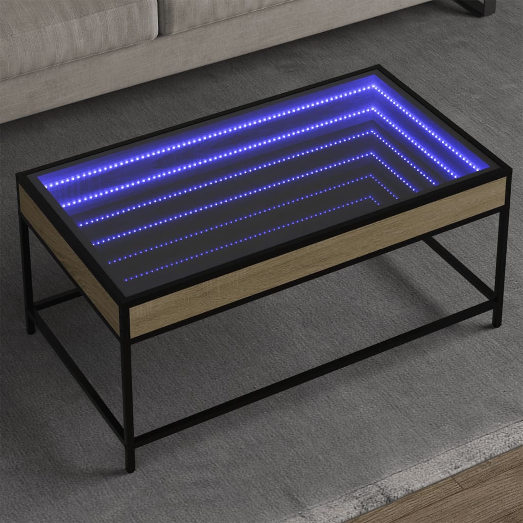 Soffbord sonoma ek med Infinity LEDs 90x50x41 cm