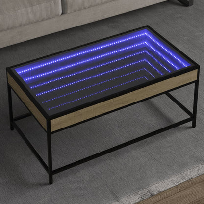 Soffbord sonoma ek med Infinity LEDs 90x50x41 cm