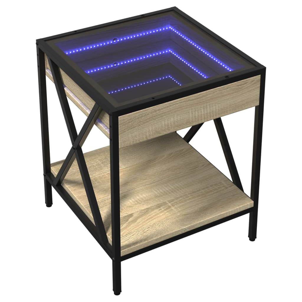 Soffbord sonoma ek med Infinity LEDs 40x40x49 cm