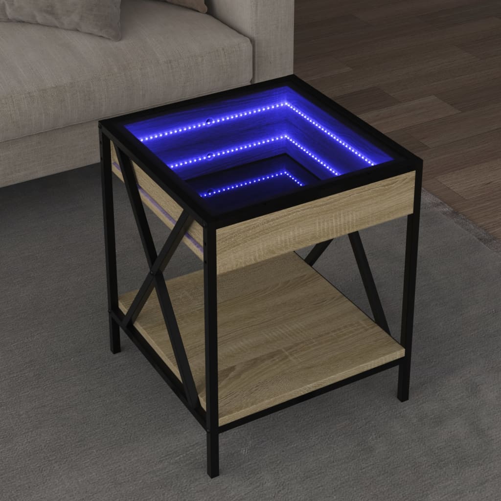 Soffbord sonoma ek med Infinity LEDs 40x40x49 cm