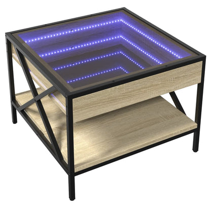 Soffbord sonoma ek med Infinity LEDs 50x50x38 cm